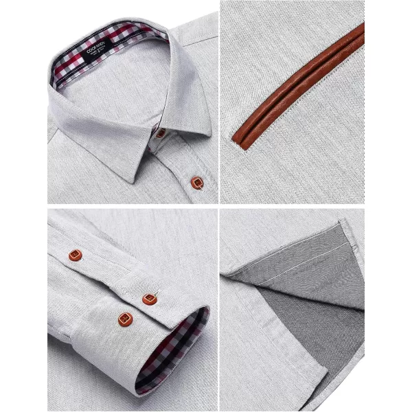 COOFANDY Men's Casual Dress Shirt Button Down Shirts Long-Sleeve Plaid Collar Denim Work Shirt