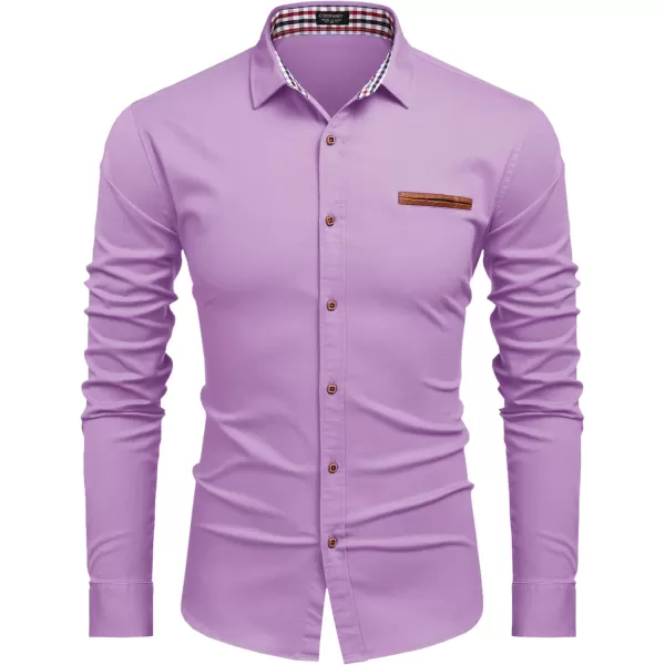 COOFANDY Men's Casual Dress Shirt Button Down Shirts Long-Sleeve Plaid Collar Denim Work Shirt