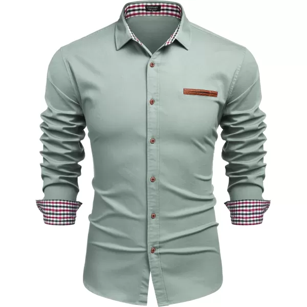 COOFANDY Men's Casual Dress Shirt Button Down Shirts Long-Sleeve Plaid Collar Denim Work Shirt