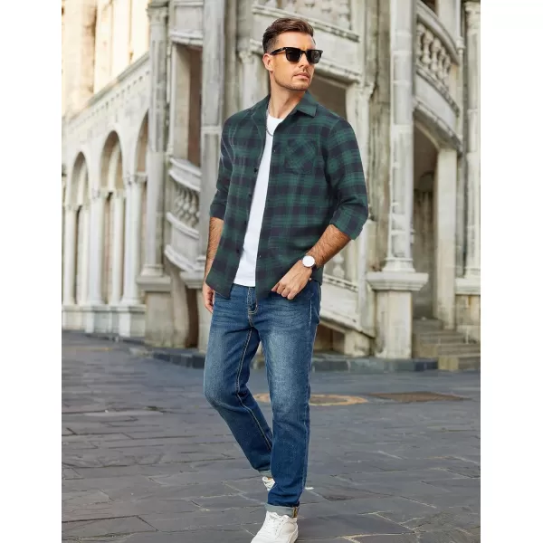 COOFANDY Men's Flannel Shirts Long Sleeve Button Down Plaid Shirt Lightweight Shirt Jacket
