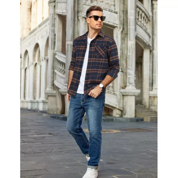 COOFANDY Men's Flannel Shirts Long Sleeve Button Down Plaid Shirt Lightweight Shirt Jacket