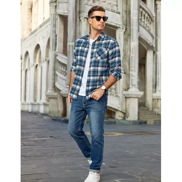 COOFANDY Men's Flannel Shirts Long Sleeve Button Down Plaid Shirt Lightweight Shirt Jacket