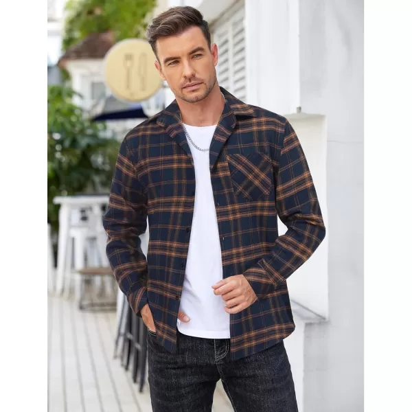 COOFANDY Men's Flannel Shirts Long Sleeve Button Down Plaid Shirt Lightweight Shirt Jacket