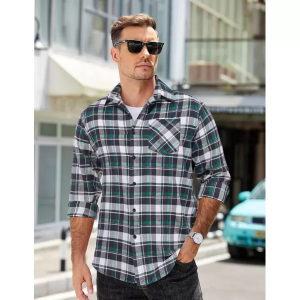COOFANDY Men's Flannel Shirts Long Sleeve Button Down Plaid Shirt Lightweight Shirt Jacket