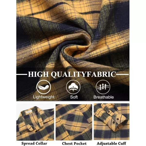 COOFANDY Men's Flannel Shirts Long Sleeve Button Down Plaid Shirt Lightweight Shirt Jacket