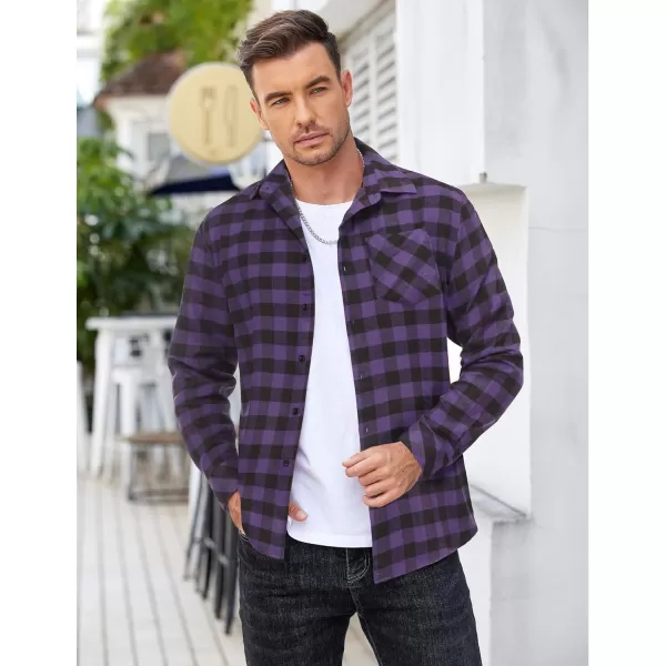 COOFANDY Men's Flannel Shirts Long Sleeve Button Down Plaid Shirt Lightweight Shirt Jacket