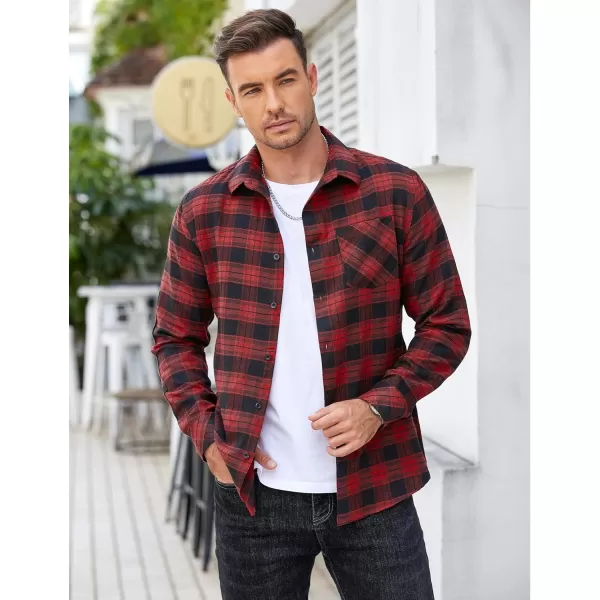COOFANDY Men's Flannel Shirts Long Sleeve Button Down Plaid Shirt Lightweight Shirt Jacket