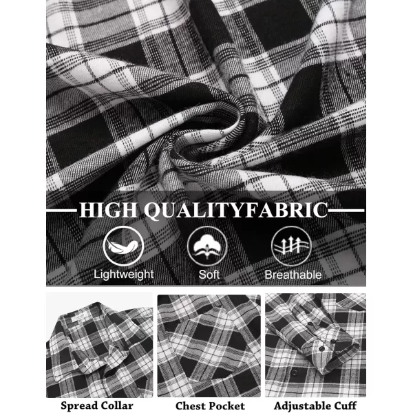 COOFANDY Men's Flannel Shirts Long Sleeve Button Down Plaid Shirt Lightweight Shirt Jacket