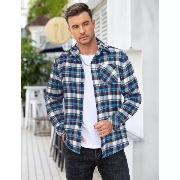 COOFANDY Men's Flannel Shirts Long Sleeve Button Down Plaid Shirt Lightweight Shirt Jacket