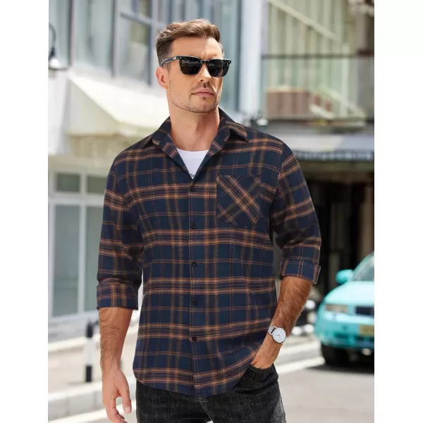 COOFANDY Men's Flannel Shirts Long Sleeve Button Down Plaid Shirt Lightweight Shirt Jacket