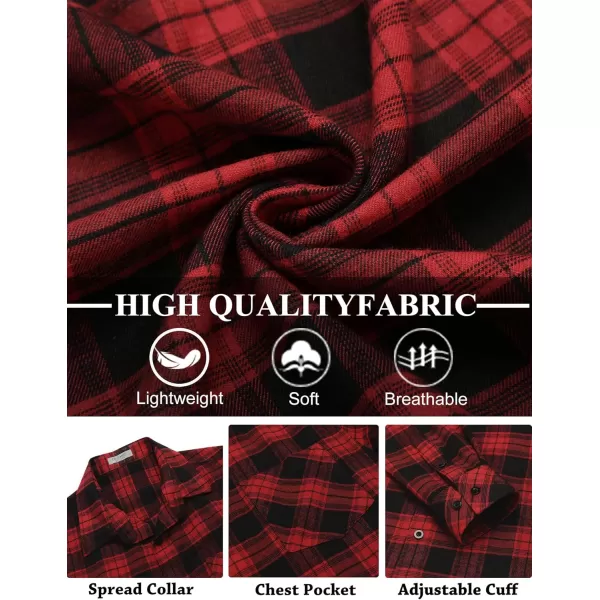 COOFANDY Men's Flannel Shirts Long Sleeve Button Down Plaid Shirt Lightweight Shirt Jacket