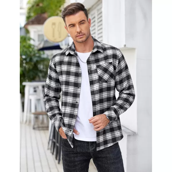 COOFANDY Men's Flannel Shirts Long Sleeve Button Down Plaid Shirt Lightweight Shirt Jacket