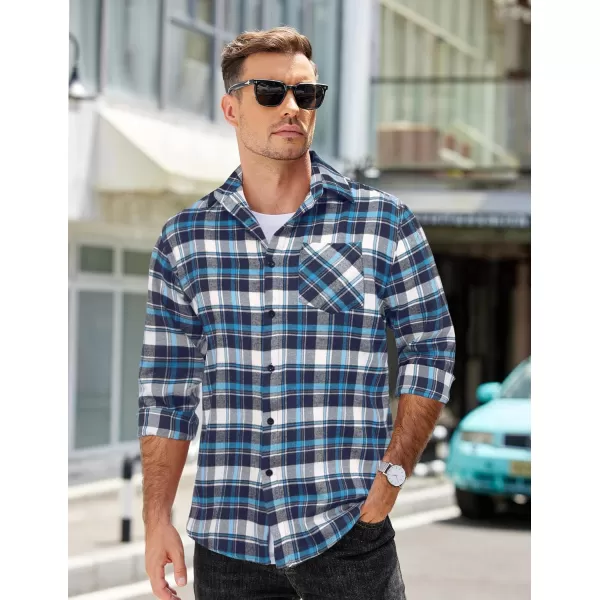 COOFANDY Men's Flannel Shirts Long Sleeve Button Down Plaid Shirt Lightweight Shirt Jacket