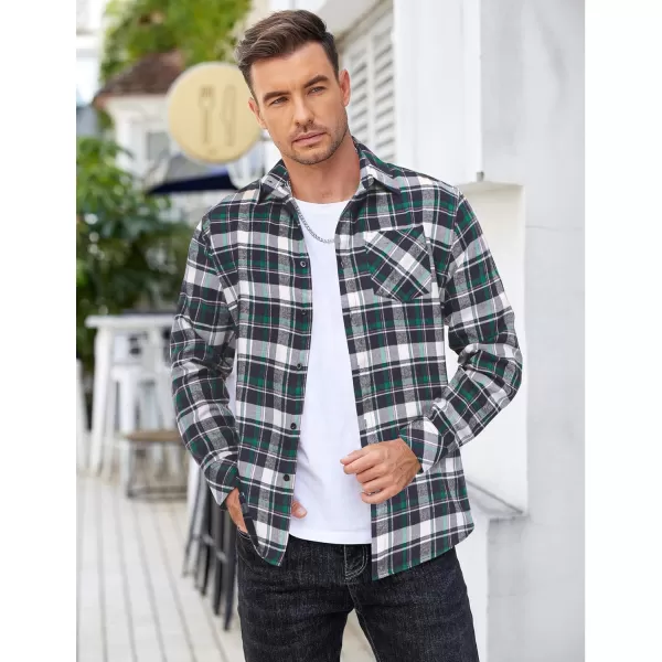 COOFANDY Men's Flannel Shirts Long Sleeve Button Down Plaid Shirt Lightweight Shirt Jacket