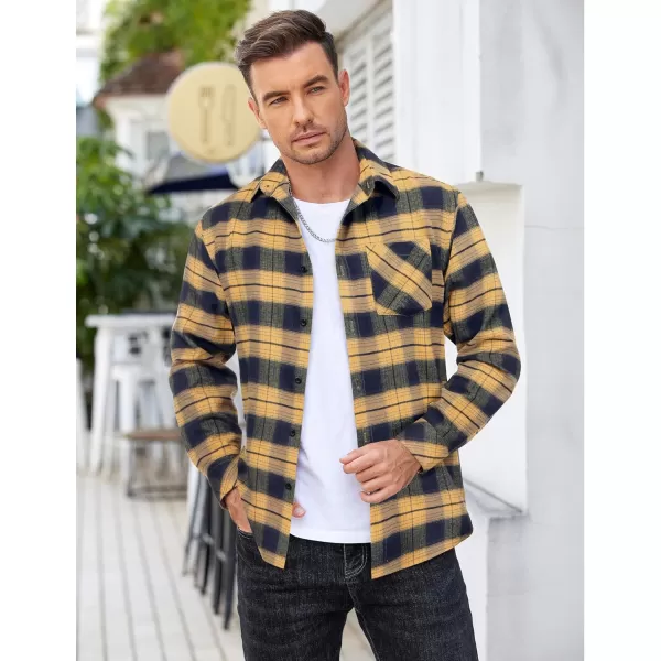 COOFANDY Men's Flannel Shirts Long Sleeve Button Down Plaid Shirt Lightweight Shirt Jacket