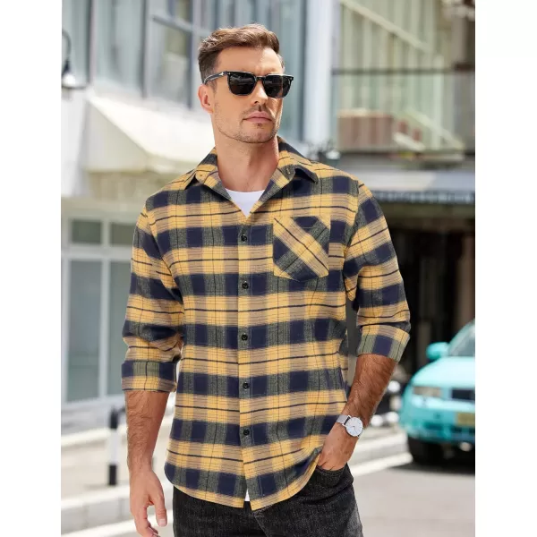 COOFANDY Men's Flannel Shirts Long Sleeve Button Down Plaid Shirt Lightweight Shirt Jacket