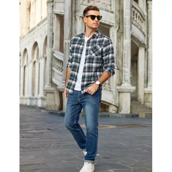 COOFANDY Men's Flannel Shirts Long Sleeve Button Down Plaid Shirt Lightweight Shirt Jacket