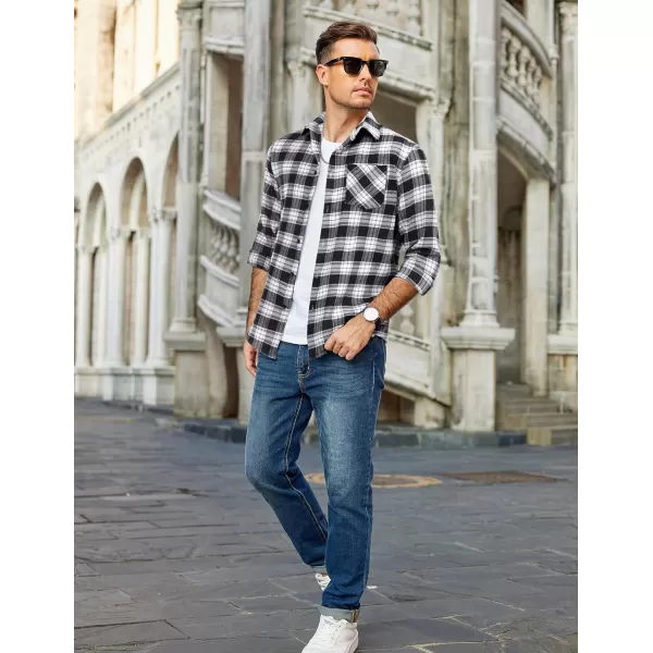COOFANDY Men's Flannel Shirts Long Sleeve Button Down Plaid Shirt Lightweight Shirt Jacket
