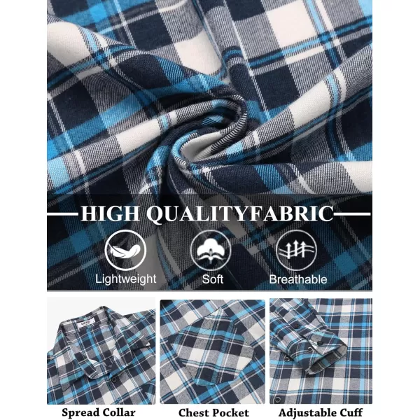 COOFANDY Men's Flannel Shirts Long Sleeve Button Down Plaid Shirt Lightweight Shirt Jacket