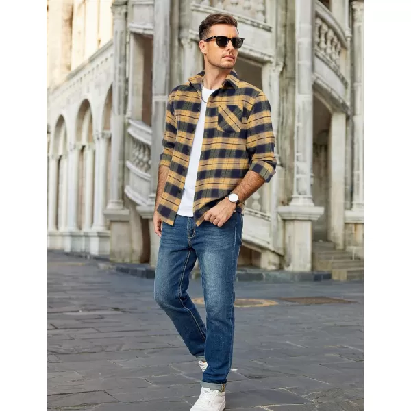 COOFANDY Men's Flannel Shirts Long Sleeve Button Down Plaid Shirt Lightweight Shirt Jacket