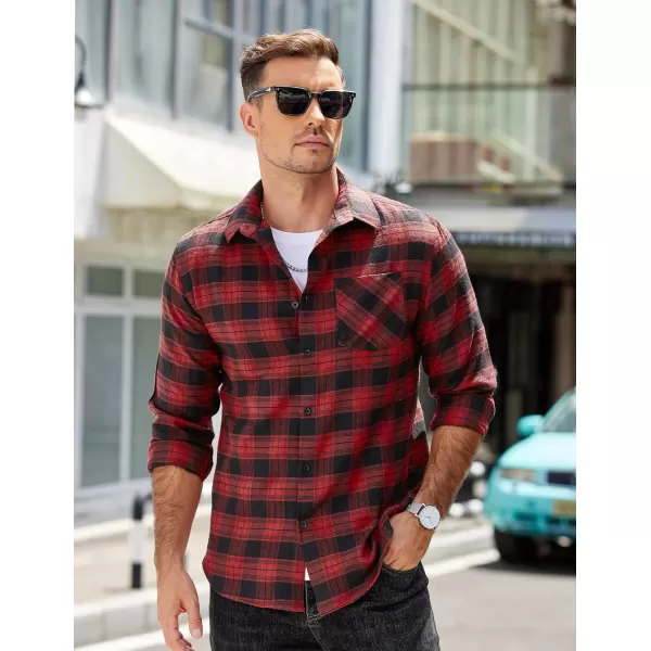 COOFANDY Men's Flannel Shirts Long Sleeve Button Down Plaid Shirt Lightweight Shirt Jacket