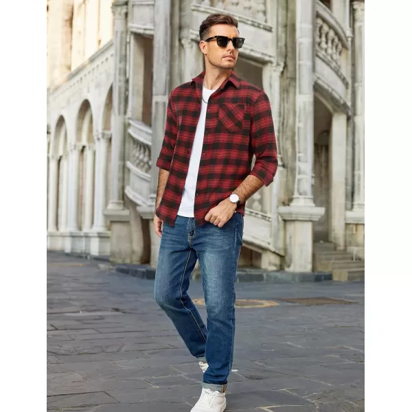 COOFANDY Men's Flannel Shirts Long Sleeve Button Down Plaid Shirt Lightweight Shirt Jacket