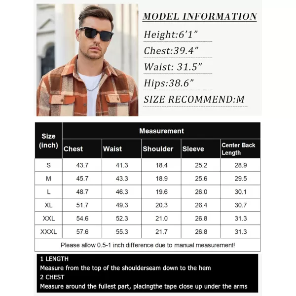 COOFANDY Mens Flannel Shirts Long Sleeve Plaid Shirt Jacket Button Down Shirt with Pockets