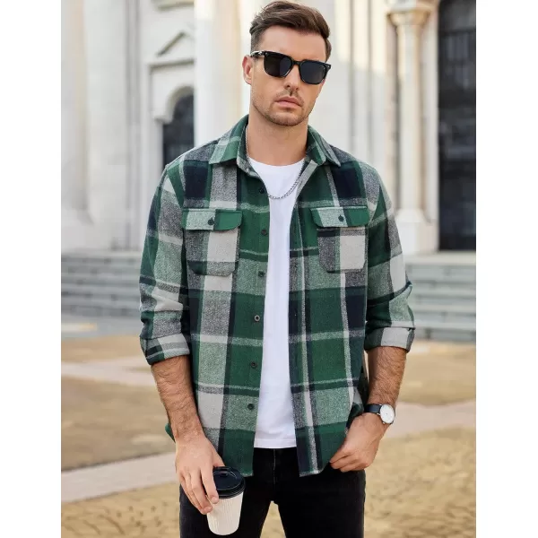 COOFANDY Mens Flannel Shirts Long Sleeve Plaid Shirt Jacket Button Down Shirt with Pockets