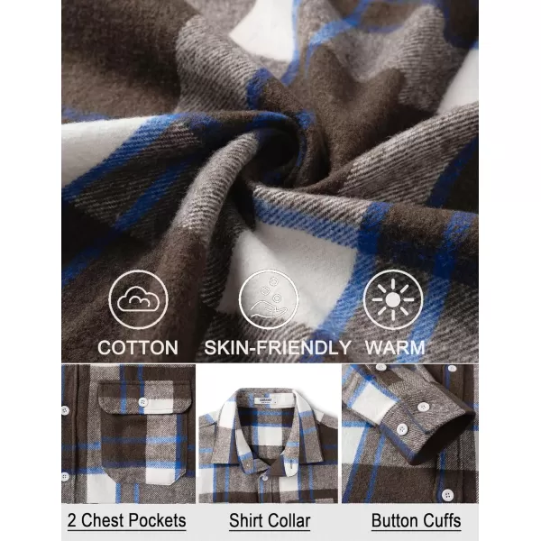 COOFANDY Mens Flannel Shirts Long Sleeve Plaid Shirt Jacket Button Down Shirt with Pockets