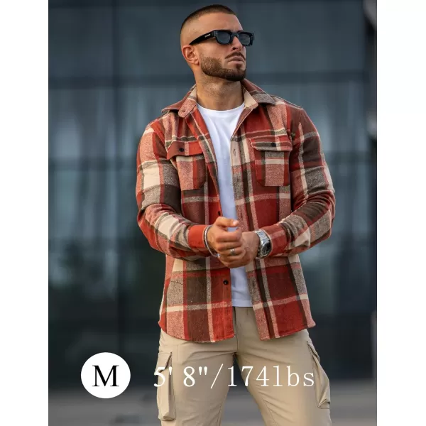COOFANDY Mens Flannel Shirts Long Sleeve Plaid Shirt Jacket Button Down Shirt with Pockets