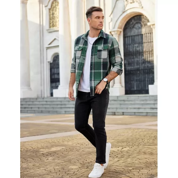 COOFANDY Mens Flannel Shirts Long Sleeve Plaid Shirt Jacket Button Down Shirt with Pockets