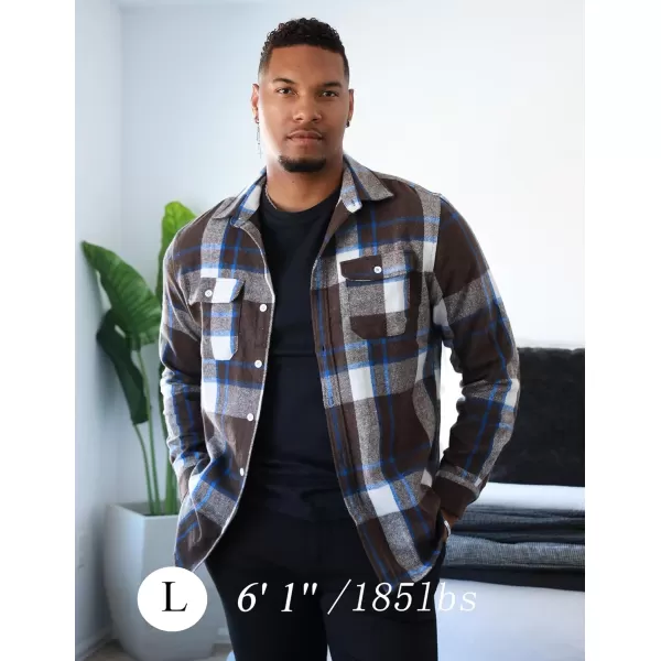 COOFANDY Mens Flannel Shirts Long Sleeve Plaid Shirt Jacket Button Down Shirt with Pockets