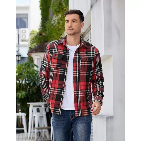 COOFANDY Mens Flannel Shirts Long Sleeve Plaid Shirt Jacket Button Down Shirt with Pockets