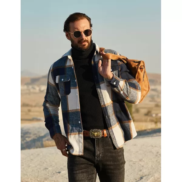 COOFANDY Mens Flannel Shirts Long Sleeve Plaid Shirt Jacket Button Down Shirt with Pockets