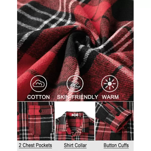 COOFANDY Mens Flannel Shirts Long Sleeve Plaid Shirt Jacket Button Down Shirt with Pockets