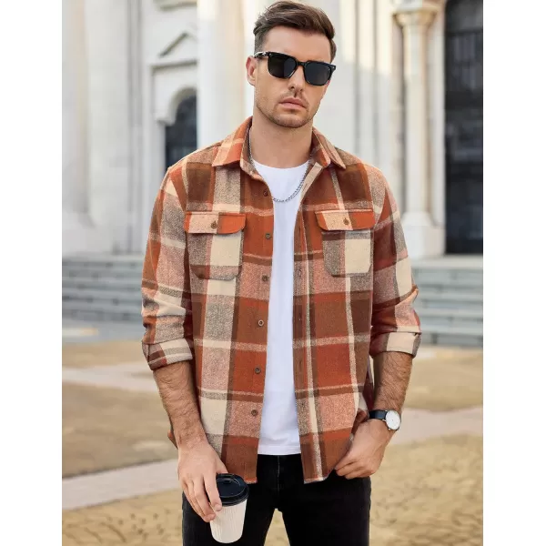 COOFANDY Mens Flannel Shirts Long Sleeve Plaid Shirt Jacket Button Down Shirt with Pockets