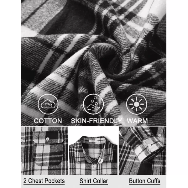 COOFANDY Mens Flannel Shirts Long Sleeve Plaid Shirt Jacket Button Down Shirt with Pockets