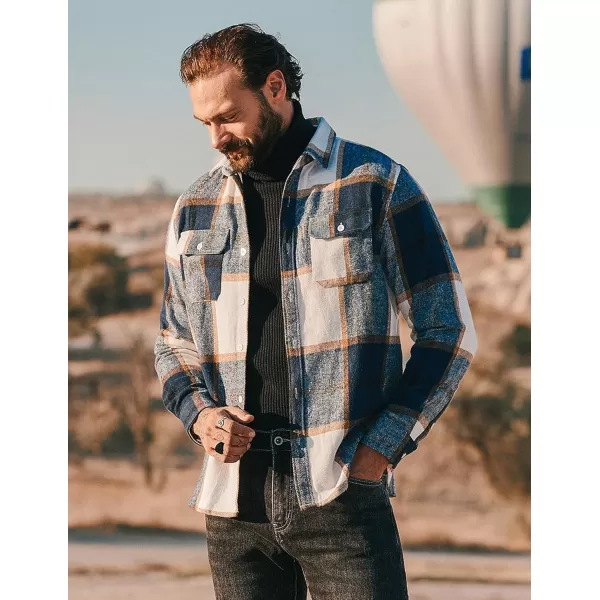 COOFANDY Mens Flannel Shirts Long Sleeve Plaid Shirt Jacket Button Down Shirt with Pockets