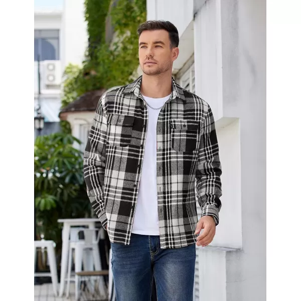 COOFANDY Mens Flannel Shirts Long Sleeve Plaid Shirt Jacket Button Down Shirt with Pockets