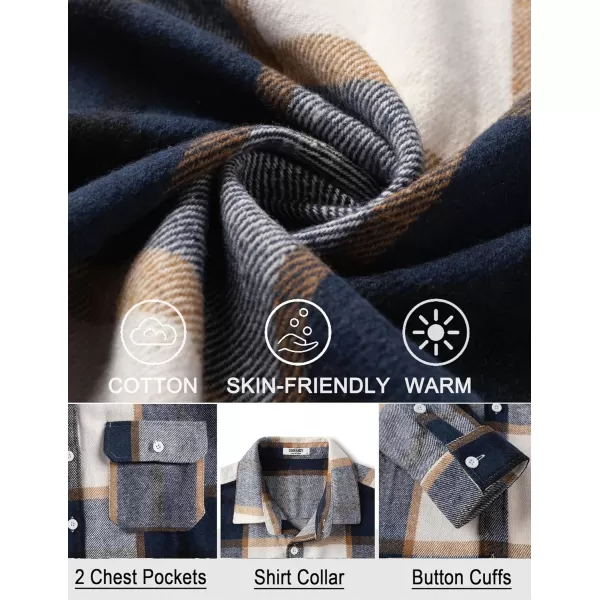 COOFANDY Mens Flannel Shirts Long Sleeve Plaid Shirt Jacket Button Down Shirt with Pockets