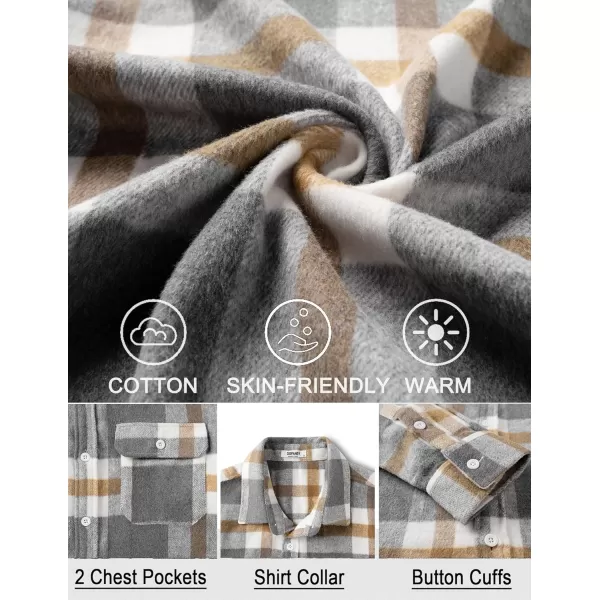 COOFANDY Mens Flannel Shirts Long Sleeve Plaid Shirt Jacket Button Down Shirt with Pockets