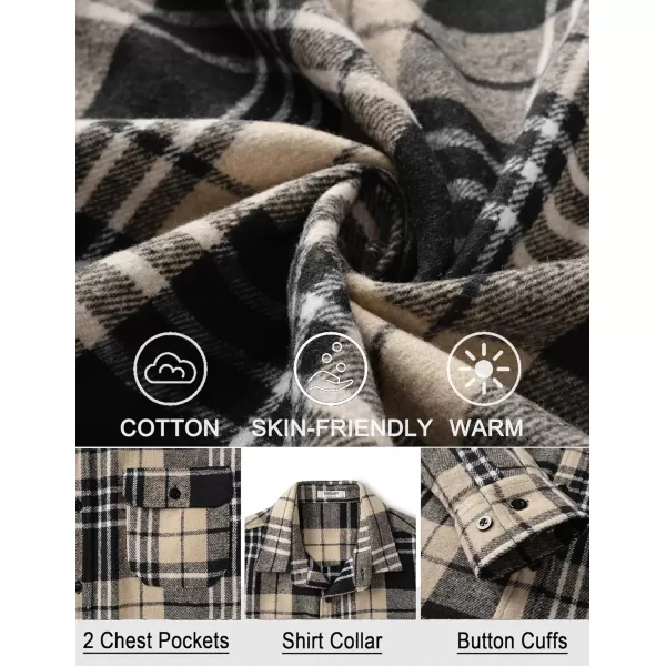 COOFANDY Mens Flannel Shirts Long Sleeve Plaid Shirt Jacket Button Down Shirt with Pockets