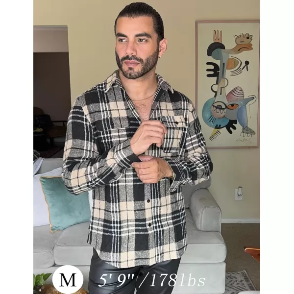COOFANDY Mens Flannel Shirts Long Sleeve Plaid Shirt Jacket Button Down Shirt with Pockets