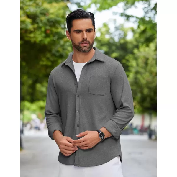 COOFANDY Mens Long Sleeve Button Down Shirts Casual Thermal Shirts Lightweight Shacket Jacket