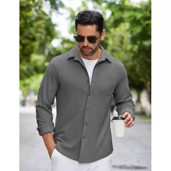 COOFANDY Mens Long Sleeve Button Down Shirts Casual Thermal Shirts Lightweight Shacket Jacket