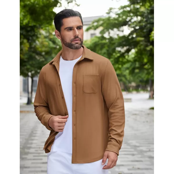 COOFANDY Mens Long Sleeve Button Down Shirts Casual Thermal Shirts Lightweight Shacket Jacket