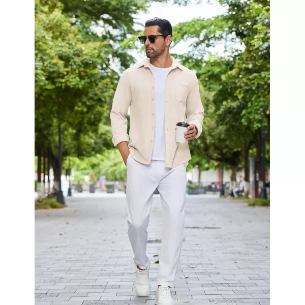 COOFANDY Mens Long Sleeve Button Down Shirts Casual Thermal Shirts Lightweight Shacket Jacket