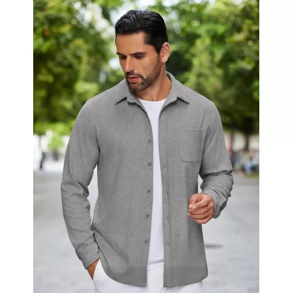 COOFANDY Mens Long Sleeve Button Down Shirts Casual Thermal Shirts Lightweight Shacket Jacket