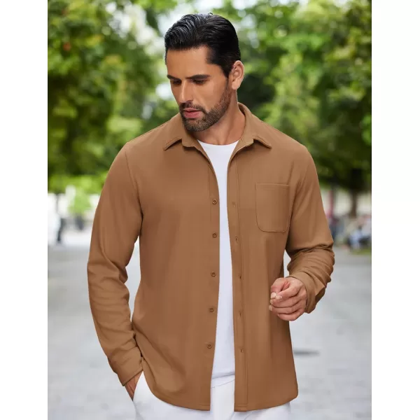 COOFANDY Mens Long Sleeve Button Down Shirts Casual Thermal Shirts Lightweight Shacket Jacket