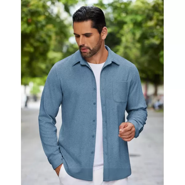 COOFANDY Mens Long Sleeve Button Down Shirts Casual Thermal Shirts Lightweight Shacket Jacket